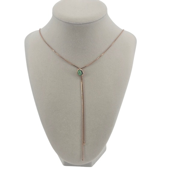 Sarah Coventry Jewelry - Sarah Coventry Necklace Womens‎  Lariat Rose Gold Green Cats Eye EUC